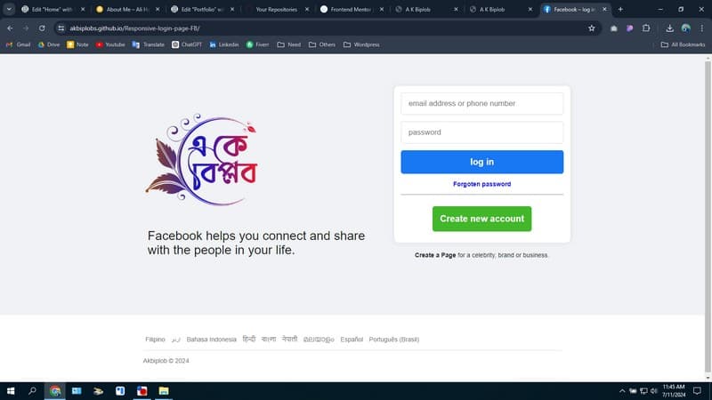 Same To FB Login Page